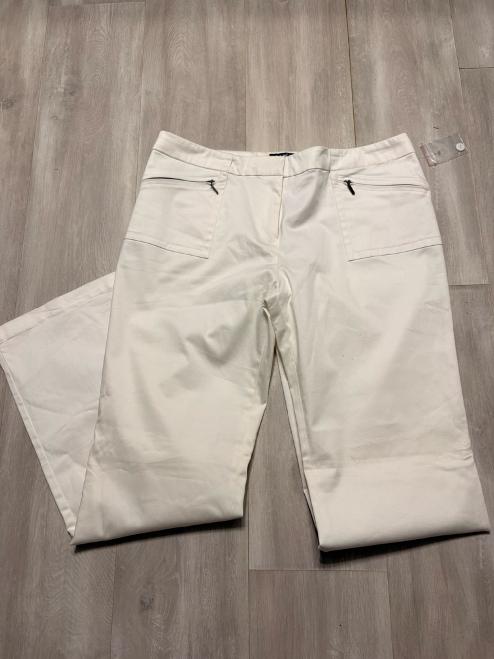 Mix It Cream Wide-Leg Trousers with Zip Pockets